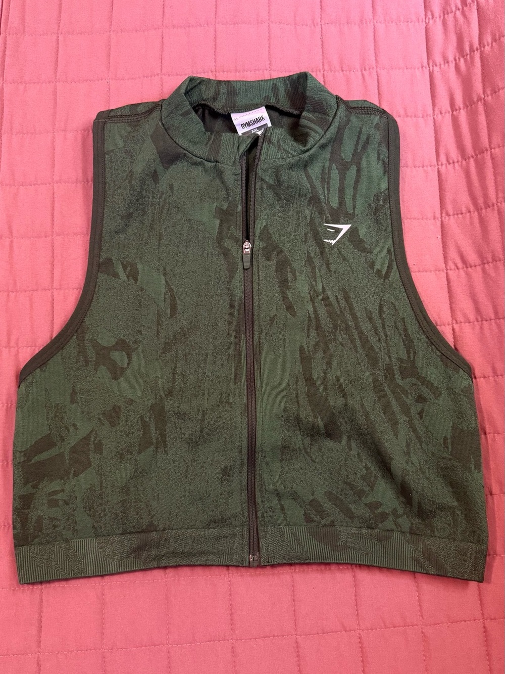 Gymshark Dark Green Zip-Front Cropped Jacket - Picture 3 of 4